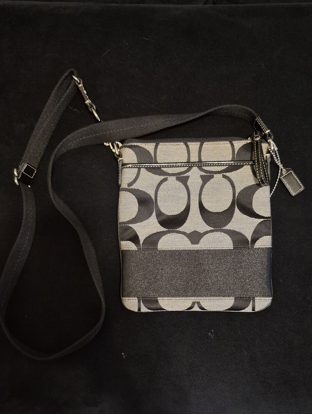Coach Gray and Black Signature Crossbody